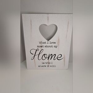 White Heart Cutout Home Sign